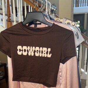 Brown 'COWGIRL' Crop Top